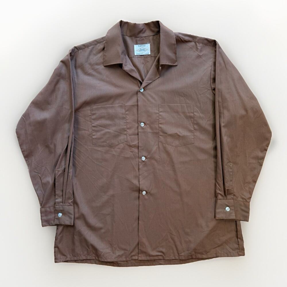 Vintage Arrow Loop Collar Shirt Large Brown Multicolor 60s Made in USA